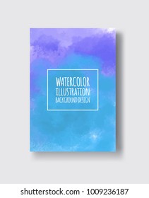 Watercolor blue, purple, sea color design banner. Vector illustration