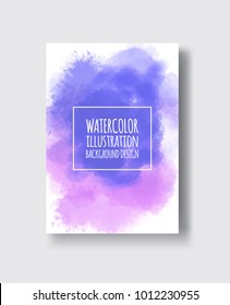 Watercolor blue, purple, sea color design banner . Vector illustration