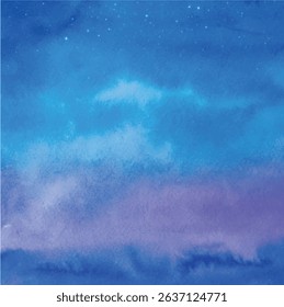 Watercolor blue and purple sky background element for sale banners, posters, labels, wallpaper, scrapbooking, birthday party decorations, invitations card, printing labels, greeting cards, background,