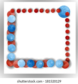 Watercolor blue and red circle border