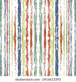 Watercolor blue with red strips seamless vector background. Striped tablecloth textile print. Brush stroke lines messy backdrop print pattern. Contemporary art graffiti drawing swatch.