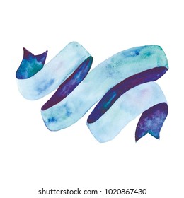 Watercolor blue ribbon #4 vector clip art hand painted aquarell aqua color banner