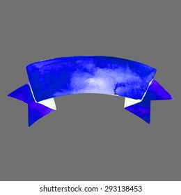 watercolor blue ribbon banner vector illustration