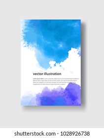 Watercolor blue sea color design banne. Vector illustration