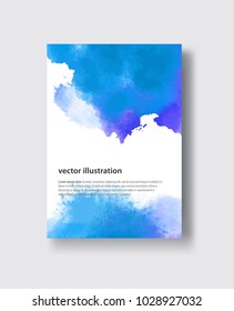 Watercolor blue sea color design banne. Vector illustration