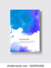 Watercolor blue sea color design banne. Vector illustration
