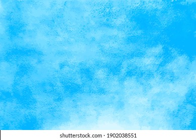 Watercolor blue sky. Abstract water paint stains. Ocean pattern with paper texture painted with brush. Color of summer sunny day vector art. Illustration blue sky watercolor, splash stain texture