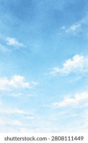 watercolor blue sky with clouds