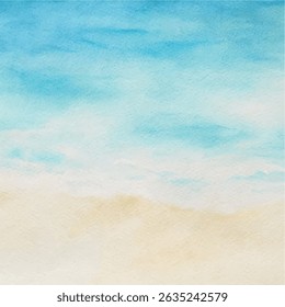 Watercolor blue sky with clouds background element for sale banners, posters, labels, wallpaper, scrapbooking, birthday party decorations, invitations card, printing labels, greeting cards, background