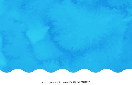 Watercolor blue sky and sea abstract vector illustration background.