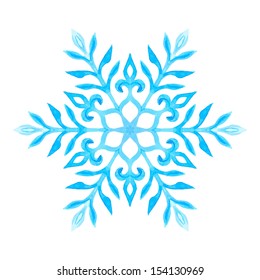 Watercolor Blue Snowflake