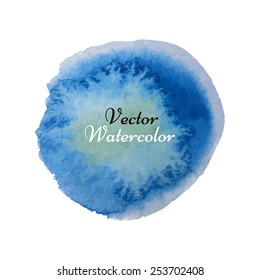 Watercolor blue spot. Vector background.
