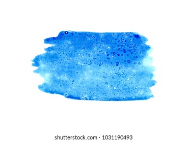 Watercolor blue spot for your design. Postcard, banner, background, logo. Vector.
