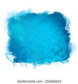 Watercolor blue square paint stain isolated on a white background - vector 