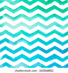 Watercolor blue striped pattern, texture sketch background. Drawing by hand. Vector illustration