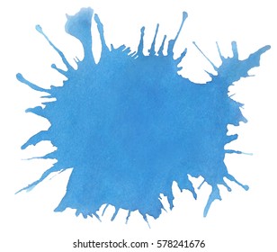 Watercolor blue texture. Artistic blue background. Texture stain paint