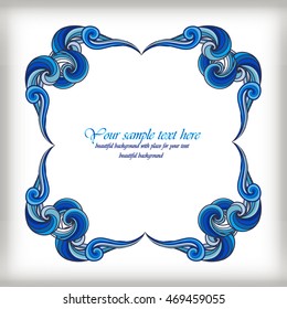 Watercolor blue vector background.Watercolor leaf