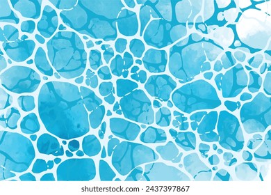 Acuarela superficie de agua azul. Plantilla de póster de verano. Olas de mar fondos abstractos. Fondo de textura de agua ondulada turquesa. Vector abstracto brillante de la piscina de la ondulación del agua azul