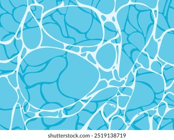 Watercolor blue water surface. Summer sea poster template. Sea waves abstract backgrounds. Turquoise rippled water texture background. Shining blue water ripple pool abstract vector