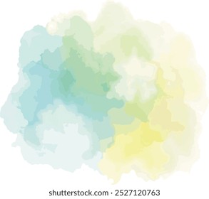 Watercolor blue yellow stains isolated on white background