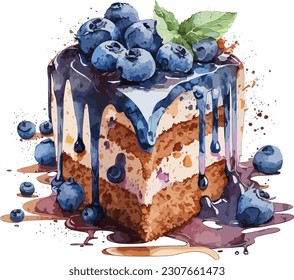 Torta de arándano acuático, vector, ilustración