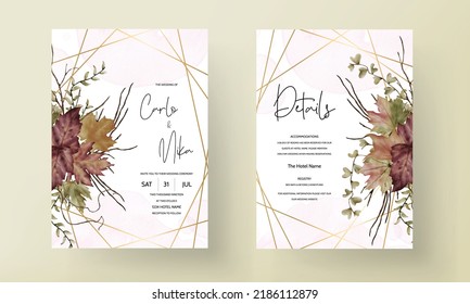 Watercolor boho floral wedding invitation card