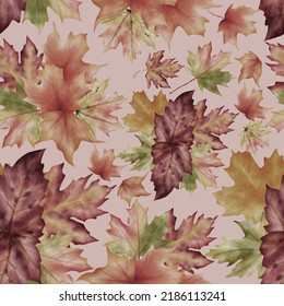 Watercolor boho leaves semaless pattern design