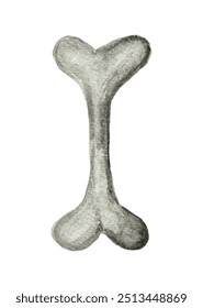 Watercolor bone on white background. Halloween style clipart.