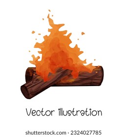 watercolor bonfire, campfire vector illustration