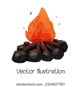 watercolor bonfire, campfire vector illustration