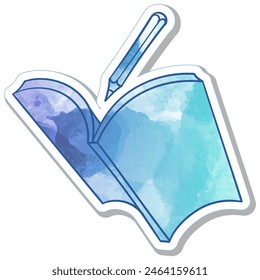 watercolor book doodle color sticker style