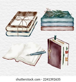 watercolor book element collection set