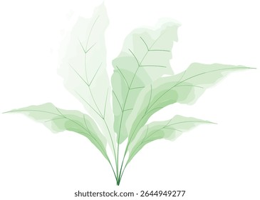 Watercolor botanical leaves illustration with soft green tones and elegant natural shapes, perfect for eco-friendly design and nature-themed projects
