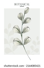 Watercolor of botanical leaves vector template design great for cards, banners, headers, party posters or decorate your artwork.