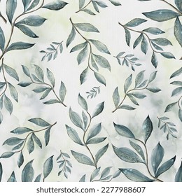 Watercolor botanical seamless background. Eucalyptus branch pattern for design. Floral 
wallpaper for fabric, paper, hand drawn, vector