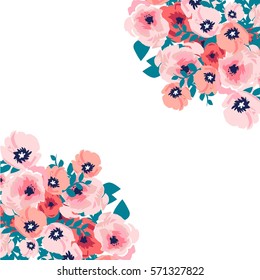 Watercolor bouquet of flowers. Hand painted colorful floral composition isolated on white background. Vintage style peony, roses, anemone, berries and leaves posy.