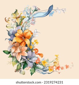 watercolor bouquet of flowers, vector illustration