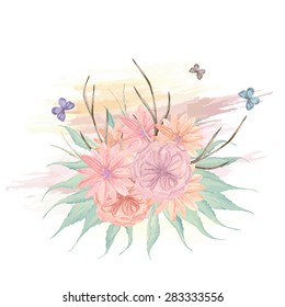 Watercolor bouquet on a white background for cards, invitations, posters