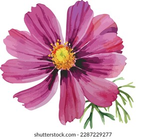 Watercolor bouquet of pink dahlia flower isolated on white background, Watercolor floral arrangements
