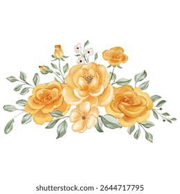 Watercolor Bouquet: Sun-Kissed Roses and Delicate Blooms