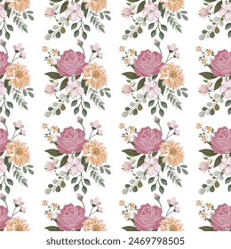 Watercolor Bouquets Seamless Vector Pattern Design