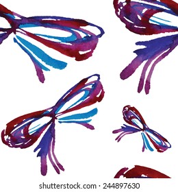 Watercolor bowknot. Seamless pattern. Vector illustration. EPS 10