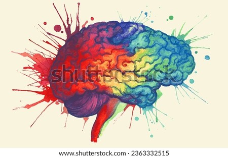 Watercolor brain, creativity concept. Vector illustration