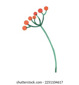 Watercolor of branches with berries. Template for banner, poster, packaging, postcard, web design. Hand Drawn vector illustration.