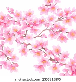 watercolor branches and cherry blossoms