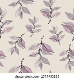 watercolor branches, delicate, pattern for textiles, continuous printing