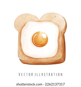 Watercolor bread and egg. Vector illustration