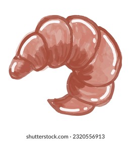 watercolor bread white rum doughnut pretzel isolated on white background