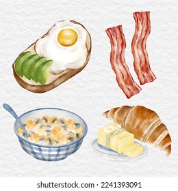 conjunto de elementos de la colección de desayunos acuáticos