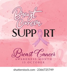 Watercolor Breast Cancer Awareness Month social media post template Design